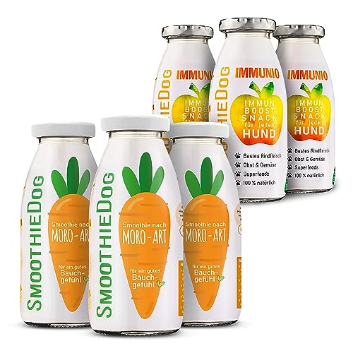 6er Pack SmoothieDog 3X Morosuppe und 3X Immunio je 250ml - Hundesmoothie - Flüßignahrung - Hausmittel - Morosche Karottensuppe - Schonkost von SmoothieDog