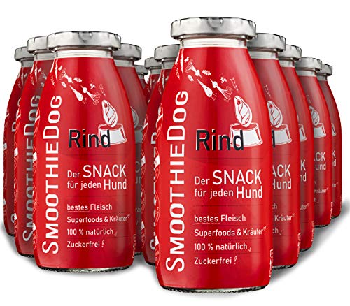 12 erPack SmoothieDog Rind je 250ml Hundesmoothie Zucker- und Glutenfrei von SmoothieDog