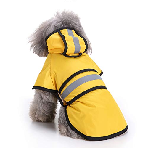 Hunde Regenmantel mit Kapuze und sicheren reflektierenden Streifen, ultraleichte atmungsaktive 100% wasserdichte Regenjacke für kleine, mittelgroße Hunde von Sarekung