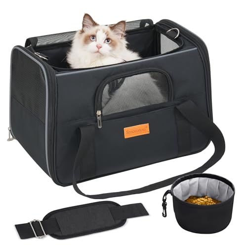 Smouatou Katzentragetasche, Hundetasche, Katzentasche, Katzentasche, weiche und kratzfeste Netztasche, Katzentasche, Haustier-Tragetasche, Reise-Welpen-Tragetasche, Haustier-Zuhause, Schwarz von Smouatou