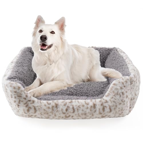 Smouatou Weiches Hundebett, Anti-Angst-Welpen-Kuschelbett für Welpen, Hunde und Katzen (Grau, L) von Smouatou