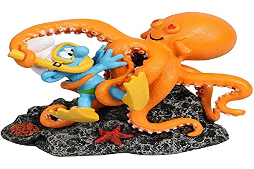 Smurfs AquaDella Aqua Della, Die Schlümpfe-Krake-Figur, 13,4 x 7,9 x 9,8 cm, sehr detailliert und aus Polyesterharz, ungiftig und pH-neutral, für Süß- und Salzwasseraquarien von Smurfs AquaDella