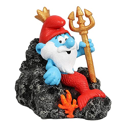 Smurfs AquaDella Aqua Della, Die Schlümpfe Unterwasser-Neptun-Figur, 9,4 x 6,8 x 8,5 cm, sehr detailliert und aus Polyesterharz, ungiftig und pH-neutral, für Süß- und Salzwasseraquarien von Smurfs AquaDella