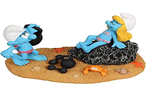 Smurfs AquaDella Aqua Della, Schlumpfine und Stark, 16,2 x 9,6 x 9,3 cm, sehr detailliert und aus Polyesterharz, ungiftig und pH-neutral, für Süß- und Salzwasseraquarien von Smurfs AquaDella