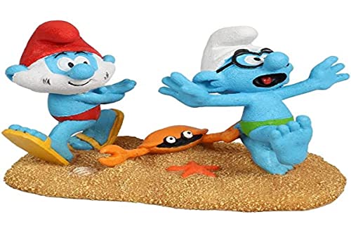 Smurfs AquaDella Aqua Della, Die Schlümpfe-Figur, von Einer Krabbe angegriffen, sehr detailliert und aus Polyesterharz, ungiftig und pH-neutral, für Süß- und Salzwasseraquarien von Smurfs AquaDella