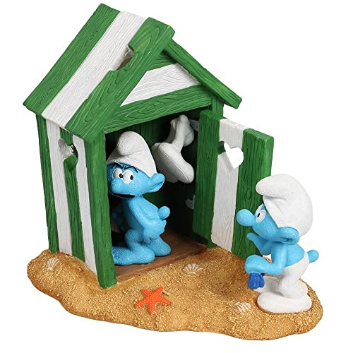 Smurfs AquaDella Aqua Della, die Strandhüttenfigur der Schlümpfe, 14,5 x 11,4 x 14,6 cm, sehr detailliert und aus Polyesterharz, ungiftig und pH-neutral, für Süß- und Salzwasseraquarien von Smurfs AquaDella