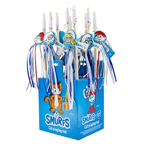 Smurfs duvoplus, Angelruten Bestickt Die Schlümpfe 42 x 8,5 x 2 cm, Mehrfarbig, Spielzeug für Katzen, stärkt die Bindung mit Ihrer Katze, ermutigt die Katze, Sich zu bewegen, für stundenlangen von Smurfs duvoplus