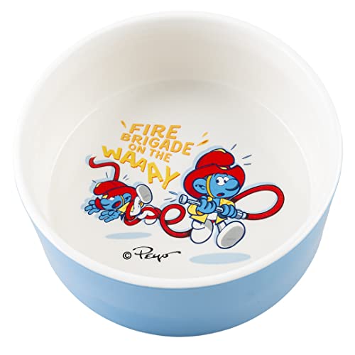 Smurfs duvoplus, Les Schlümpfe Feuerwehr Futterstation 1500 ml – 19 x 19 x 7,5 cm, Weiß/Blau, für die Fütterung Schüssel/Napf, Weiß/Blau, Hund von Smurfs duvoplus