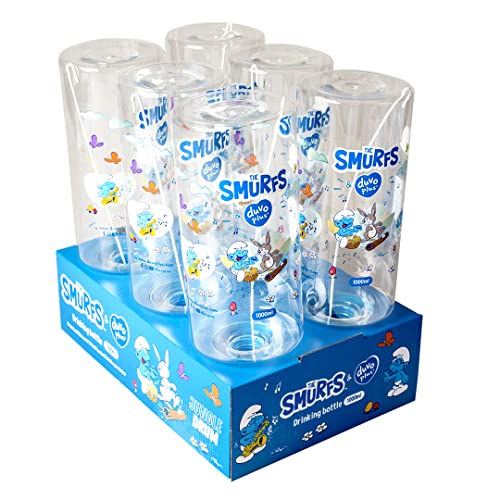 Smurfs duvoplus, Wasserspender mit Schlümpfen, Flasche mit schlümpflichem Design, geeignet für Nagetiere, tropfsicher Dank Doppelkugel, Aufhängering, aus Kunststoff von Smurfs duvoplus