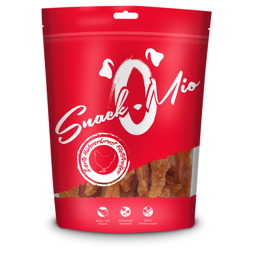 SnackOMio Zarte Hühnerbrust Filetstreifen -  Sparpaket: 4 x ca. 500 g von SnackOMio