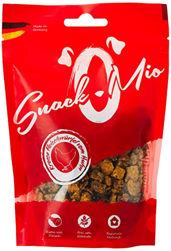 SnackOMio – Premium Hundesnack – saftige Fleischwürfel vom Huhn 125g, getreidefrei, 1er Pack (1 x 125g) von SNACKOMIO