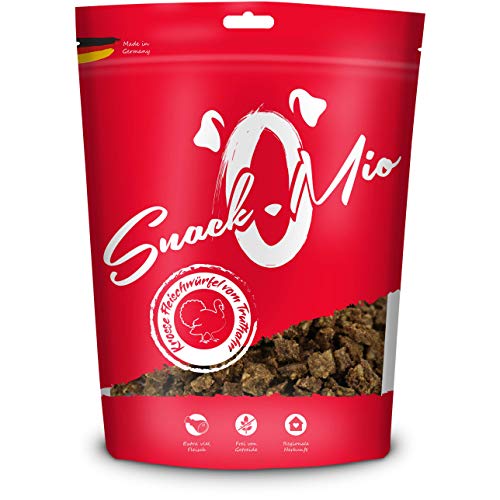 SnackOMio – Premium Hundesnack – saftige Fleischwürfel vom Truthahn, getreidefrei, 1er Pack (1 x 125g) von SNACKOMIO