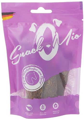 SnackOMio – Premium Hundesnack – zarte Fleischstreifen vom Pferd, getreidefrei, 1er Pack (1 x 125g) von SNACKOMIO