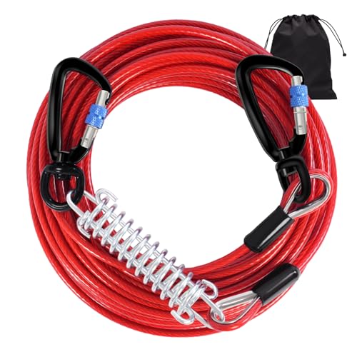 Snagle Paw Hundeleinenkabel für Hunde, 4,5 m, robuste Hundeleine für den Hof mit stoßdämpfender Feder und Drehhaken, Leinenkabel für Outdoor-Camping, Hundeleine für kleine und große Hunde, hält 453 kg von Snagle Paw