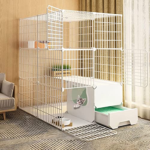 Katzenkäfig, Katzenkäfig, Outdoor-Katzengehege mit Tür und geschlossener Katzentoilette, leicht zu reinigen und Gerüche zu beseitigen, für kleine Haustiere, Kaninchen, Igel, Katzen (A 75 x 95 x 109 von SnamicE