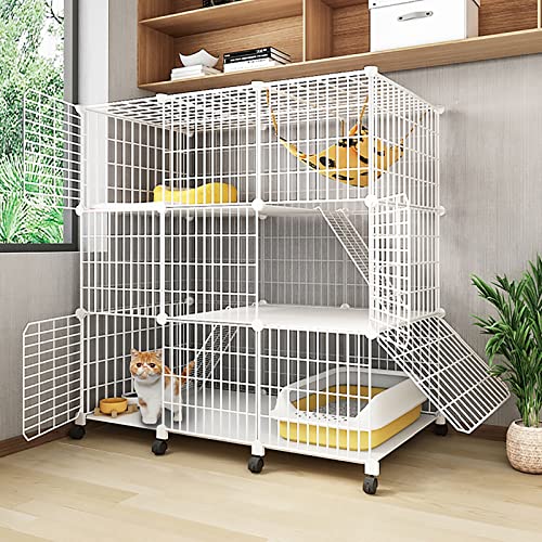 Katzenkäfig DIY Katzenkäfig Outdoor/Indoor Katzengehege Katzenlaufstall mit Universalrad - Idealer großer Übungsplatz für 1-3 Katzen (Größe : 75 x 49 x 76 cm) () von SnamicE