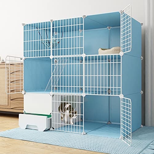 Katzenkäfig - Indoor Großer Katzenkäfig mit Katzenklo DIY Katzenzaun Abnehmbarer Metalldraht Kätzchen Zwinger Kleintierkäfig für Haustiere () von SnamicE