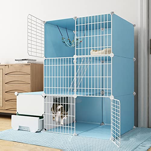 Katzenkäfig - Indoor Großer Katzenkäfig mit Katzenklo DIY Katzenzaun Abnehmbarer Metalldraht Kätzchen Zwinger Kleintierkäfig für Haustiere () von SnamicE