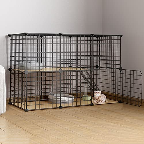 Katzenkäfig Indoor Katzenhäuser DIY Abnehmbarer Metalldraht Haustiere Outdoor Katzenlaufstall Faltbare Katzenkäfige Geeignet für 2-3 erwachsene Katzen () von SnamicE