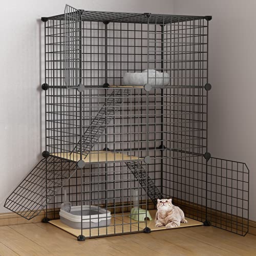 Katzenkäfig Indoor Katzenhäuser DIY Abnehmbarer Metalldraht Haustiere Outdoor Katzenlaufstall Faltbare Katzenkäfige Geeignet für 2-3 erwachsene Katzen () von SnamicE