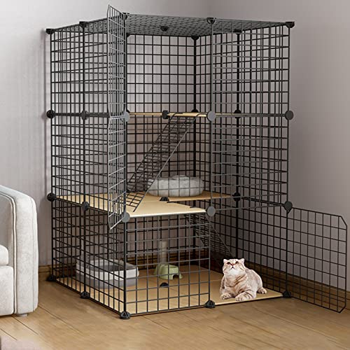 Katzenkäfig Indoor Katzenhäuser DIY Abnehmbarer Metalldraht Haustiere Outdoor Katzenlaufstall Faltbare Katzenkäfige Geeignet für 2-3 erwachsene Katzen () von SnamicE