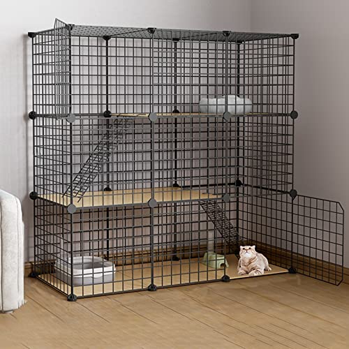 Katzenkäfig Indoor Katzenhäuser DIY Abnehmbarer Metalldraht Haustiere Outdoor Katzenlaufstall Faltbare Katzenkäfige Geeignet für 2-3 erwachsene Katzen () von SnamicE