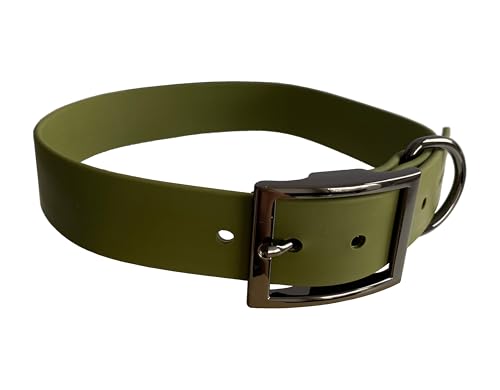 SNIFFLS Premium Halsband Hund klein, Oliv grün - sehr kleine Hunde (XS) - Verstellbar, leicht, gummiert, schmal von Sniffls