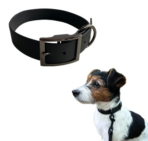 SNIFFLS Premium Hundehalsband, schwarz - Kleine & mittelgroße Hunde (S) - Halsband Hund klein - Verstellbar, abwaschbar, leicht, robust von Sniffls