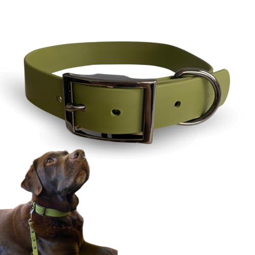 SNIFFLS Premium Hundehalsband große Hunde, Oliv grün - Große Hunde (XL) - Mehrfach verstellbar und einfach mit Wasser zu reinigen! von Sniffls