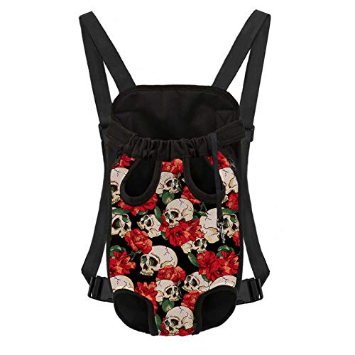 Snilety Cooler Rucksack für Hunde, Totenkopf mit Blumenmotiv, Größe S, atmungsaktives Stoffmaterial von Snilety