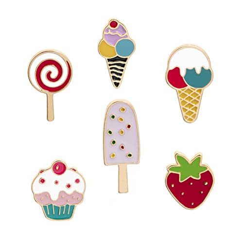 6pcs niedliche Emaille Pins Bag Pins für Rucksäcke Emaille Pin Set Ice Cream Pins Kuchenstifte Erdbeerstifte Lutschpins Pins für Jacken Hut Kid's Women von Snner