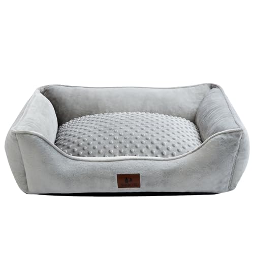 Snocyo Hundebett Kleine Hunde, Katzenbett Flauschig und Kuschelig, Waschbar und Super Weiches Hundesofa Hundekissen, Gepolstert Hundematte, Grau, 55×45×16cm von Snocyo