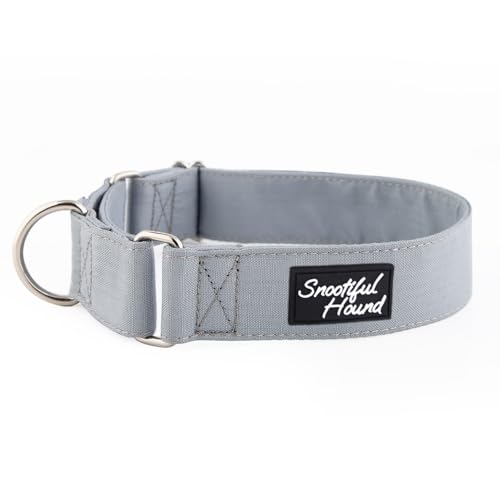 Martingale-Halsband – Grau – ideal für Windhunde, Whippets, Lurcher und alle Sichthunderassen – Anti-Rutsch-Halsband (25–30 cm) von Snootiful Hound