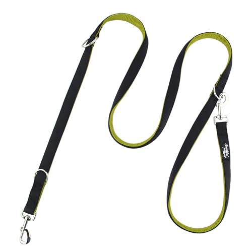 Snootiful Hound Doppelendige Hundeleine, ideale Trainingsleine, bequeme Netzpolsterung, Doppelclip-Leine, 220 cm x 2,5 cm, Grün von Snootiful Hound