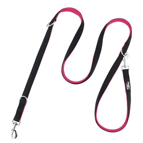 Snootiful Hound Doppelendige Hundeleine, ideale Trainingsleine, bequeme Netzpolsterung, Doppelclip-Leine, 220 cm x 2,5 cm, Rosa von Snootiful Hound