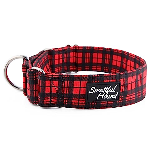 Snootiful Hound Martingale-Halsband – rotes Schottenkaro – ideal für Windhunde, Whippets, Lurcher und alle Windhund-Rassen (25–30 cm) von Snootiful Hound