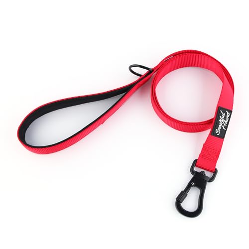 Snootiful Hound Sicher verschließbare Hundeleine mit gepolstertem Griff, Karabiner-Hundeleine (Rot, 150 cm) von Snootiful Hound