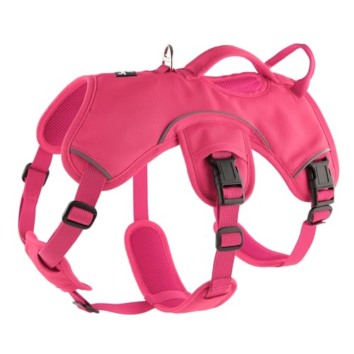 Snootiful Hound Windhund-Geschirr, ausbruchsicheres Hundegeschirr für Lurcher und Windhunde – 3-Punkt-Geschirr – gepolstert, kein Ausweichen, rutschfest (Rosa, Medium) von Snootiful Hound