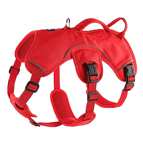 Snootiful Hound Windhund-Geschirr, ausbruchsicheres Hundegeschirr für Lurcher und Windhunde – 3-Punkt-Geschirr – gepolstert, kein Ausweichen, rutschfest (Rot, Medium) von Snootiful Hound