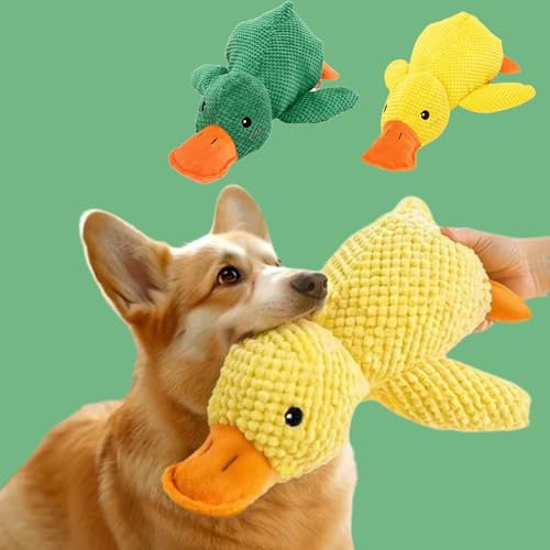 Cuddleduck - Die Kuschelente Gegen Stress, Anti Stress Ente Hund, Anti Stress Ente Für Hunde, Gelbe Ente Für Hunde Stabiles Anti Stress, Hundespielzeug Ente Plüsch Kauspielzeug (2PCS-Mix) von Snrtevu