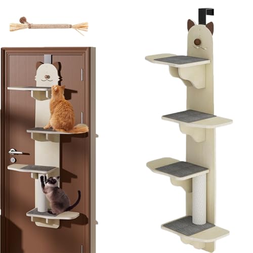 Door Hanging Cat Shelf, Over The Door Cat Shelf, Wooden Cat Tree, Cat Tree Door Hanger Mounted Shelves, Multi-Level Door Hanging Cat Tree for Indoor Kitten Cats (CAT) von Snrtevu