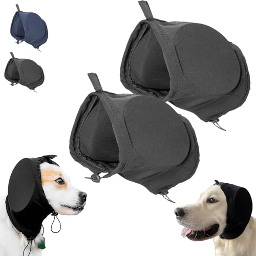 Hunde Gehörschutz, Gehörschutz Für Hunde Silvester, Gehörschutz Hunde, Verstellbare Hund Ohrenschützer Hund Lärmschutz Feuerwerk, Hunde Ohrenschutz Gegen Lärm (2PCS Black) von Snrtevu