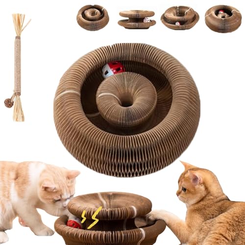 Kittinis Schnurrwirbel, Kratzspielzeug Für Katzen, Katzenkringel, Katzenwirbel, Katzen Wirbel Spielzeug, Intelligenzspielzeug Für Katzen, Interaktive Kratzunterlage Mit Ball (1PC) von Snrtevu