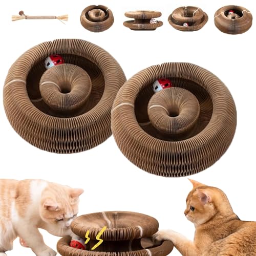 Kittinis Schnurrwirbel, Kratzspielzeug Für Katzen, Katzenkringel, Katzenwirbel, Katzen Wirbel Spielzeug, Intelligenzspielzeug Für Katzen, Interaktive Kratzunterlage Mit Ball (2PCS) von Snrtevu