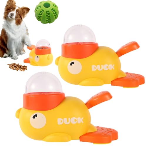 Leckerli-Spender In Entenform, Interaktiver Futterautomat für Hunde, Duck Dog Treat Dispenser Food, Slow Feeder Hund for Small Dogs, Educational Pet Feeder Toy (2PCS) von Snrtevu