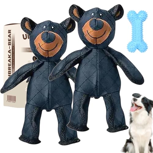 Snrtevu Bullybuddy Mighty Bear, Unbreaka-Bear 2.0, Unbreak A Bear, Indestructible Bear Dog Toy, Unbreakable Bear Dog Toy, Unbreaka Bear Bite-Resistant Puppy Toys (2PCS) von Snrtevu