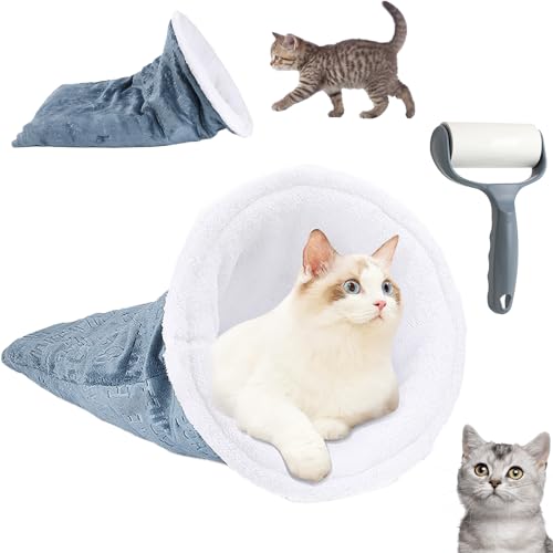 Snrtevu Cat Sleeping Bag, 360° Warm Semienclosed Cat Sleeping Bag, Cat Crinkle Sack Removable Cat Bag, Cat Winter Sleeping Bag, Warm Cat Bed for Winter Cosy Cat Bed Cave (STYLE2) von Snrtevu