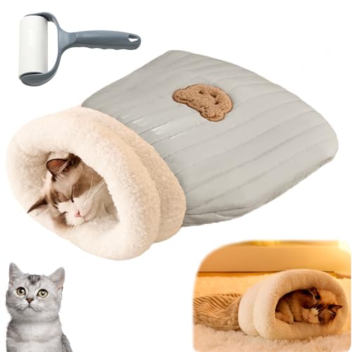 Snrtevu Cat Winter Sleeping Bag, Cat Sleeping Bag, 360° Warm Semienclosed Cat Sleeping Bag, Cat Crinkle Sack Removable Cat Bag, Warm Cat Bed for Winter Cosy Cat Bed Cave (Light Blue,L) von Snrtevu