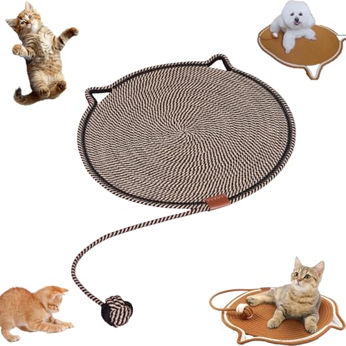 Snrtevu Celery Pets Dual Scratching Pad, Scratch & Play Mat Cat Scratcher Toy, Cat Hemp Rope Cat Scratching Boards, Scratching Mat Cats Non-Slip and Wear-Resistant (Black,40×40) von Snrtevu