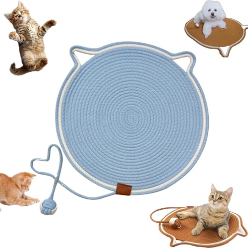 Snrtevu Celery Pets Dual Scratching Pad, Scratch & Play Mat Cat Scratcher Toy, Cat Hemp Rope Cat Scratching Boards, Scratching Mat Cats Non-Slip and Wear-Resistant (Blue,40×40) von Snrtevu